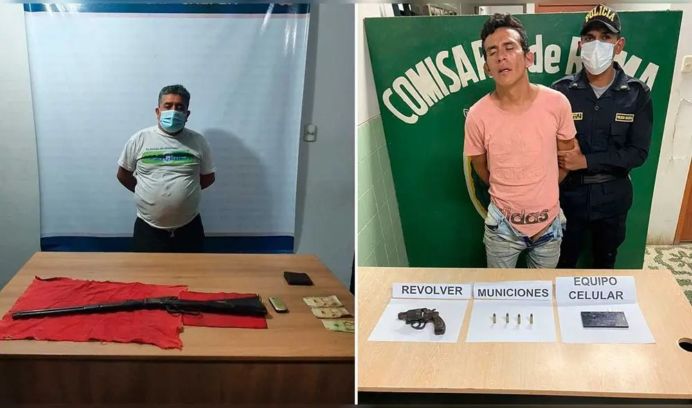 La Policía incautó dos armas de dudosa procedencia a José Briones y Rafael Ortiz. Foto: PNP La Policía incautó dos armas de dudosa procedencia a José Briones y Rafael Ortiz. Foto: PNP