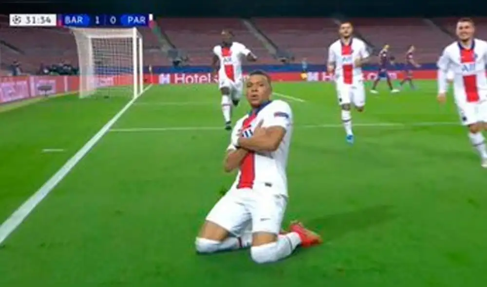 Mbappé puso el empate tras dejar mal parado a Piqué. Foto: captura/ESPN Mbappé puso el empate tras dejar mal parado a Piqué. Foto: captura/ESPN