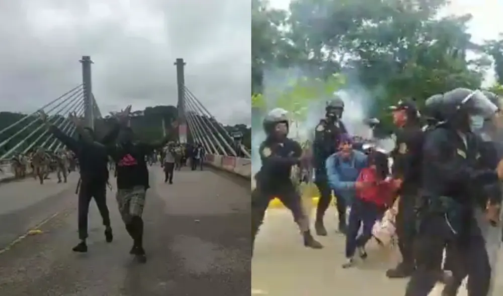 Haitianos pidieron que les permitan pasar ante la falta de alimentos y refugio donde protegerse por las intensas lluvias. Foto: composición La República, captura Radio Madre de Dios Haitianos pidieron que les permitan pasar ante la falta de alimentos y refugio donde protegerse por las intensas lluvias. Foto: composición La República, captura Radio Madre de Dios