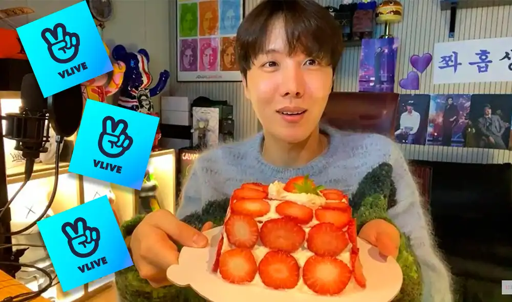 Jung Hoseok, conocido como J-Hope, preparó un pastel de fresas para festejar su cumpleaños. Foto: captura VLive
