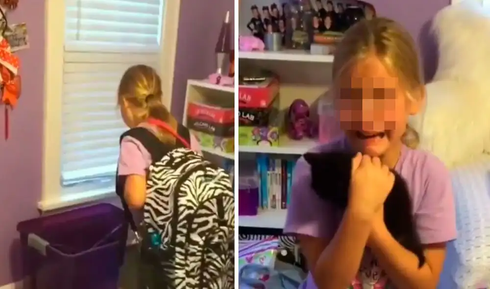 Una madre cumplió el mayor deseo de su pequeña y la sorprendió cuando regresó del colegio tras acoger a un gato recién nacido. Foto: captura de YouTube Una madre cumplió el mayor deseo de su pequeña y la sorprendió cuando regresó del colegio tras acoger a un gato recién nacido. Foto: captura de YouTube