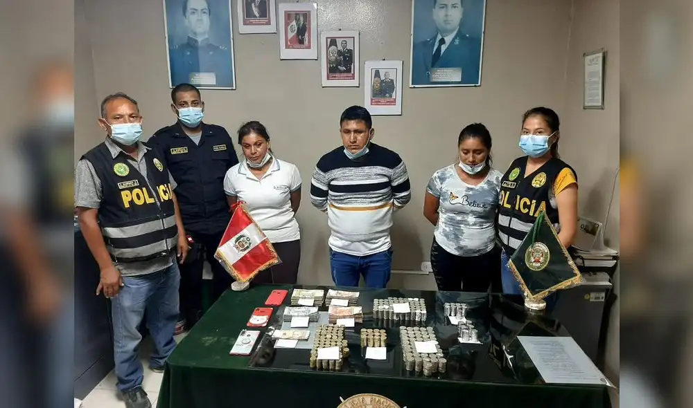 Tras un rápido operativo, se capturó con todo el botín a Los Bambachos. Foto: PNP Tras un rápido operativo, se capturó con todo el botín a Los Bambachos. Foto: PNP