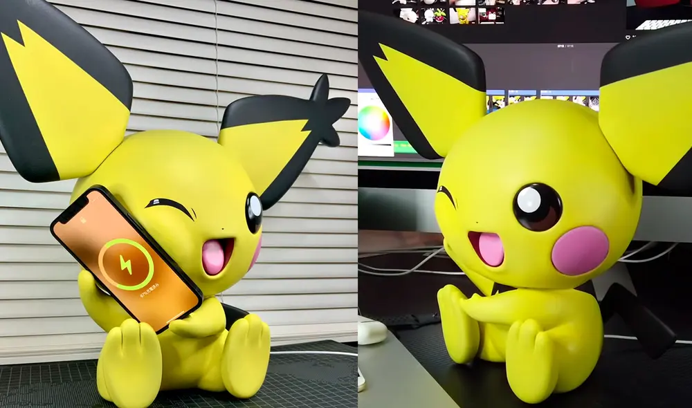 La figura de arcilla de Pichu con un cargador MagSafe fue creado por el artista Clay Yoshirin, quien es fanático de Pokémon. Foto: Twitter - composición La República