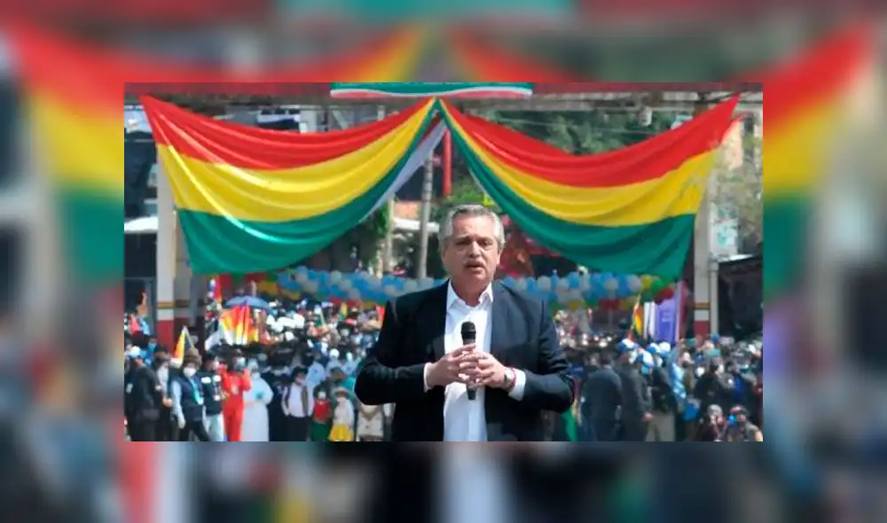 Alberto Fernández en la frontera entre Argentina y Bolivia. Foto: EFE