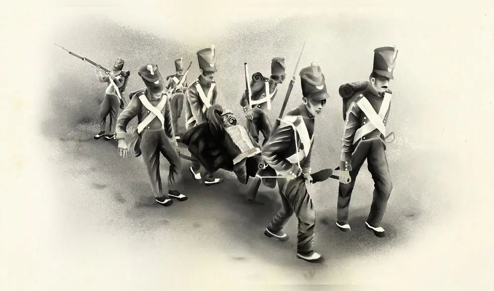 Regreso a Lima en camilla. Ricafort avanzó sobre el valle de Jauja, desde las alturas de Huarochirí y Yauyos, donde batió a los insurgentes en diciembre de 1820 y enero de 1821. Encontró, según cuenta en sus memorias el teniente coronel García Camba, “puentes cortados e indios alzados” y los empujó hasta el valle de Concepción. Pero al replegarse a Lima, fue emboscado por las montoneras en la quebrada de Canta. . Ilustración: brian tejeda. Regreso a Lima en camilla. Ricafort avanzó sobre el valle de Jauja, desde las alturas de Huarochirí y Yauyos, donde batió a los insurgentes en diciembre de 1820 y enero de 1821. Encontró, según cuenta en sus memorias el teniente coronel García Camba, “puentes cortados e indios alzados” y los empujó hasta el valle de Concepción. Pero al replegarse a Lima, fue emboscado por las montoneras en la quebrada de Canta. . Ilustración: brian tejeda.