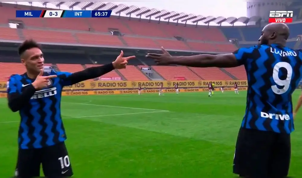 Lautaro y Lukaku marcaron en el segundo tiempo. Foto: captura/ESPN