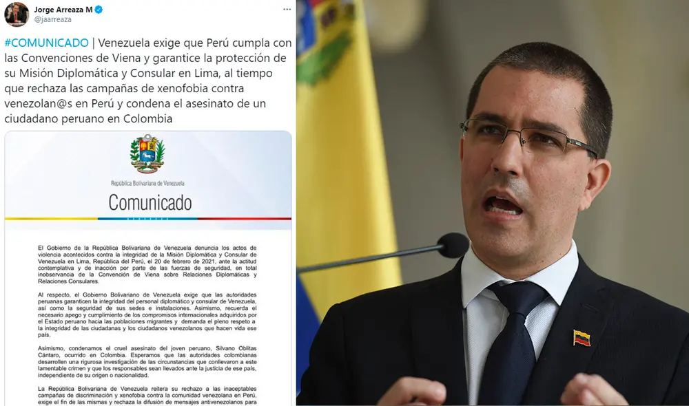 El Canciller Jorge Arreaza pidió a Perú cumplir con las Convenciones de Viena. Foto: Composición LR El Canciller Jorge Arreaza pidió a Perú cumplir con las Convenciones de Viena. Foto: Composición LR
