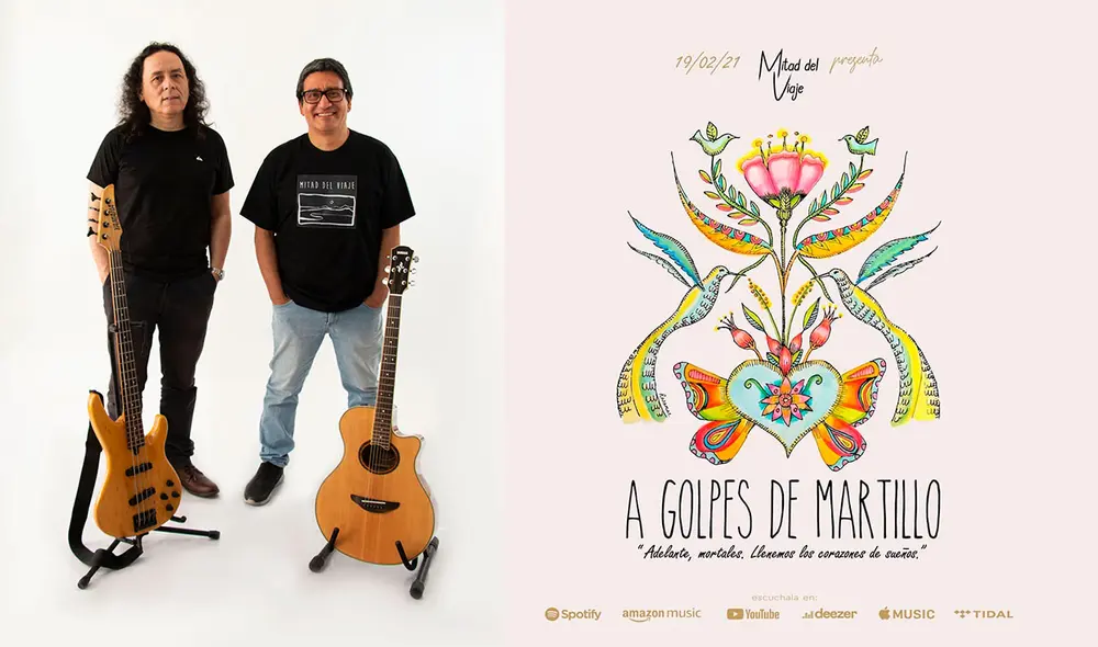 Mitad del viaje utilizó como portada de su sencillo "A golpes de martillo" una obra de la artista Rosamar Corcuera. Foto: Mitad del viaje / Instagram Mitad del viaje utilizó como portada de su sencillo "A golpes de martillo" una obra de la artista Rosamar Corcuera. Foto: Mitad del viaje / Instagram