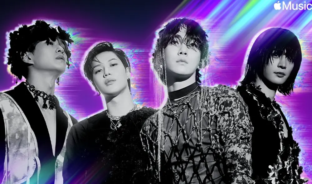 Onew, Taemin, Key y Minho de SHINee en promociones de su sétimo álbum. Foto: Apple Music