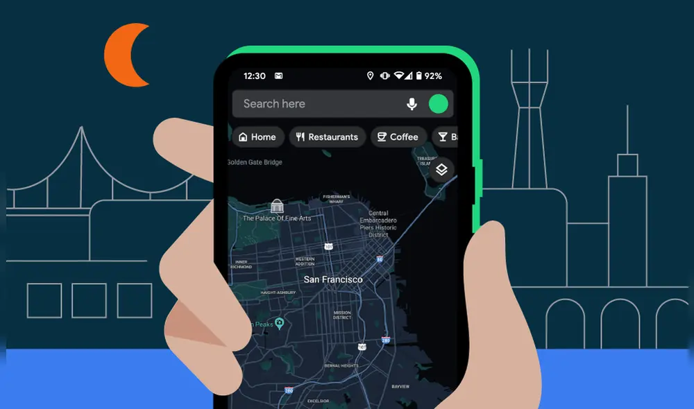 Modo oscuro llega a Google Maps. Foto: Google Modo oscuro llega a Google Maps. Foto: Google