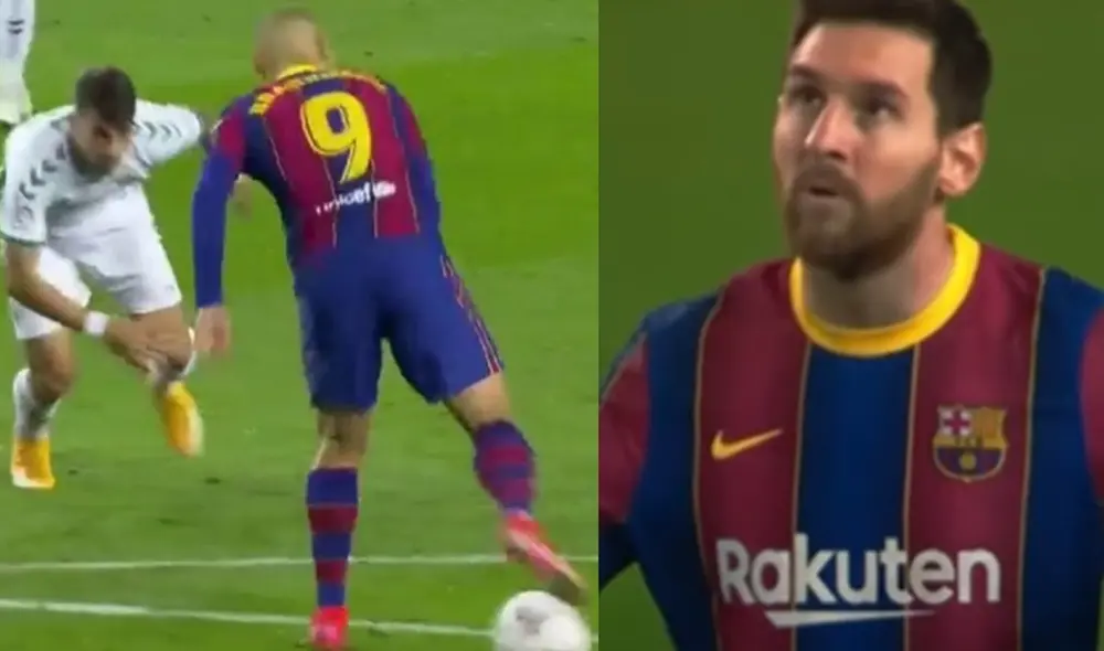 Messi pone el 1-0 tras pase de taco de Braithwaite. Foto: Composición GLR/ESPN 2