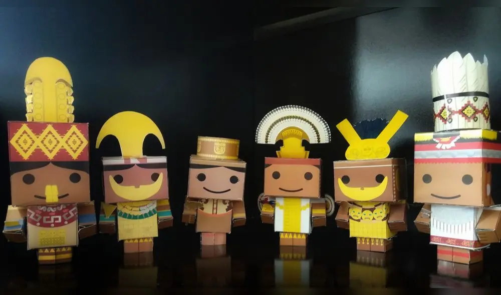 Pequeños personajes de la cultura prehispánica de Lambayeque que puedes bajar y armar. Foto: Unidad Ejecutora Naylamp-Lambayeque