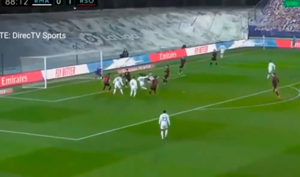 Vinicius Jr. anotó a los 88' del segundo tiempo ante la Real Sociedad por la fecha 25 de LaLiga. Foto: captura DirecTV Sports Vinicius Jr. anotó a los 88' del segundo tiempo ante la Real Sociedad por la fecha 25 de LaLiga. Foto: captura DirecTV Sports