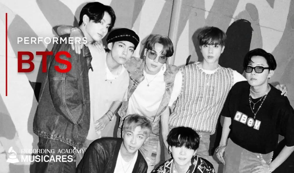 Imagen oficial de BTS para el concierto Music on a Mision. Foto: MusiCares