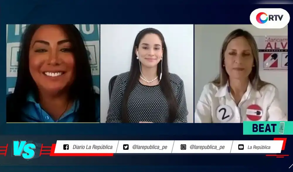 Debate entre Maricarmen Alva, del partido Acción Popular, y Deborah Inga, de Renovación Popular, en #VersusElectoral. Foto: captura/RTV