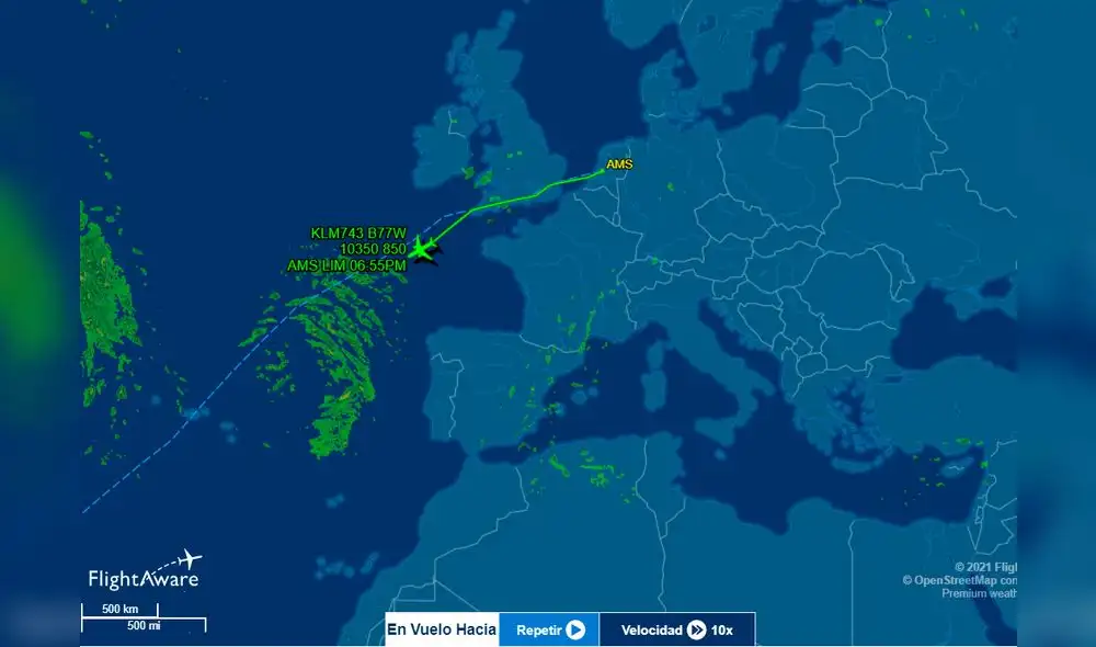 Ya vienen. Vacunas llegarán este miércoles 3 de marzo. Foto: captura de FlightAware.