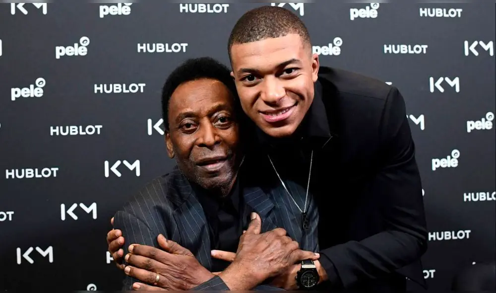 Mbappé y Pelé compartieron un momento en un evento de marketing en 2019. Foto: difusión Mbappé y Pelé compartieron un momento en un evento de marketing en 2019. Foto: difusión