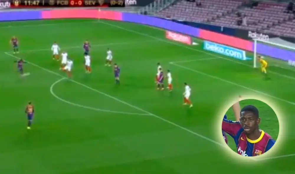 Dembele puso el 1-0 del Barcelona ante el Sevilla por la vuelta de semifinales de Copa del Rey 2020. Foto: captura Flashcore