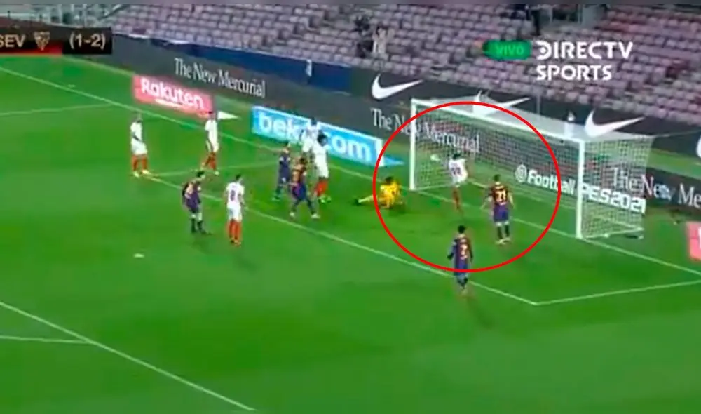 Acuña salvó el balón en la línea. Foto: captura/DIRECTV Sports