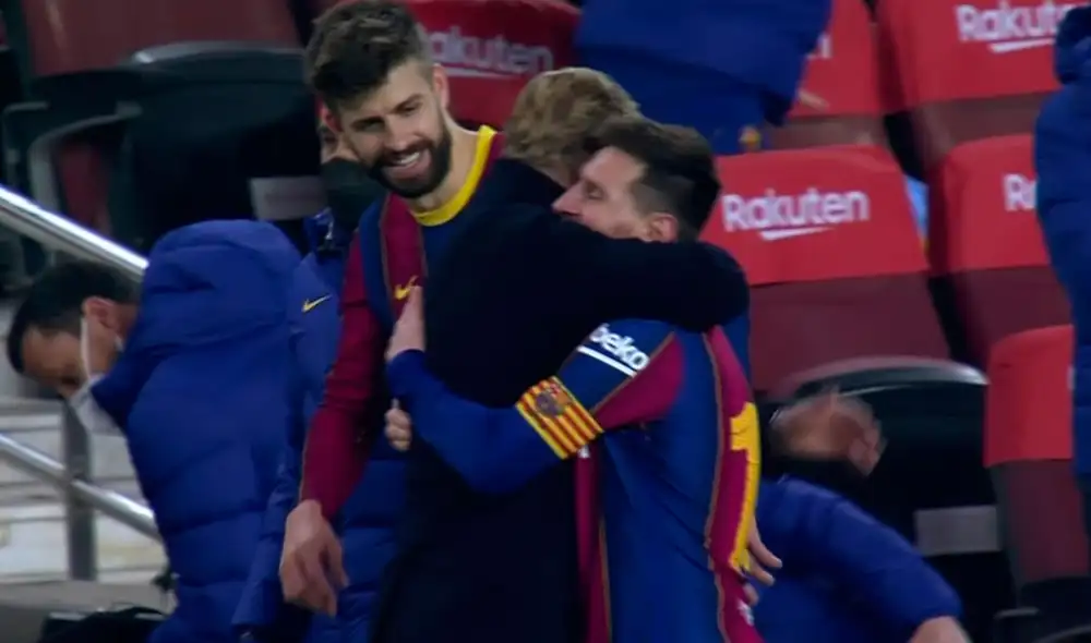 Messi y Koeman se abrazaron tras la épica remontada contra el Sevilla por Copa del Rey. Foto: DirecTV Sports Messi y Koeman se abrazaron tras la épica remontada contra el Sevilla por Copa del Rey. Foto: DirecTV Sports