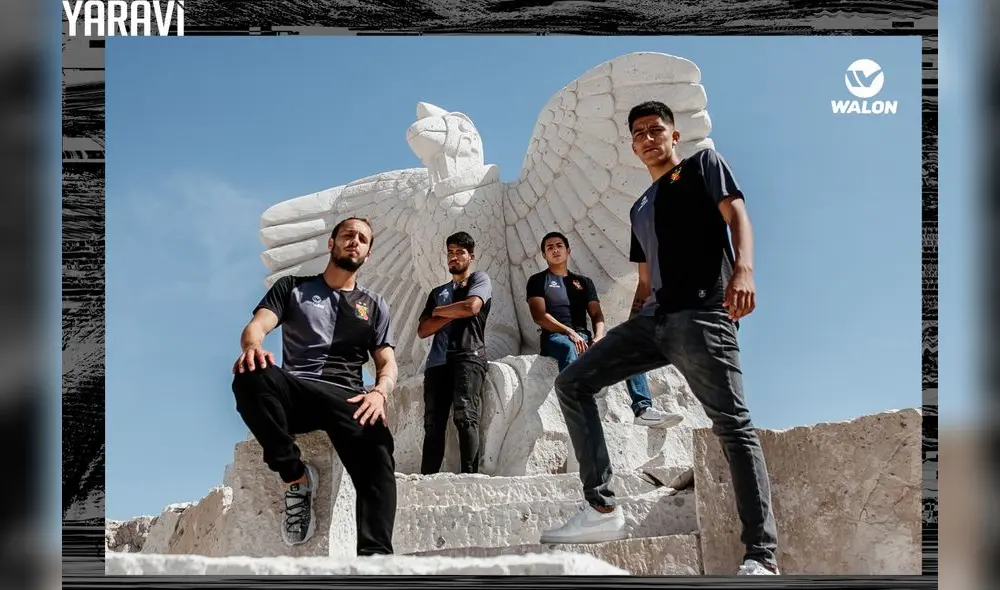 Jóvenes jugadores lucen la camiseta alterna de FBC Melgar denominada "Yaraví". Foto: Club Melgar