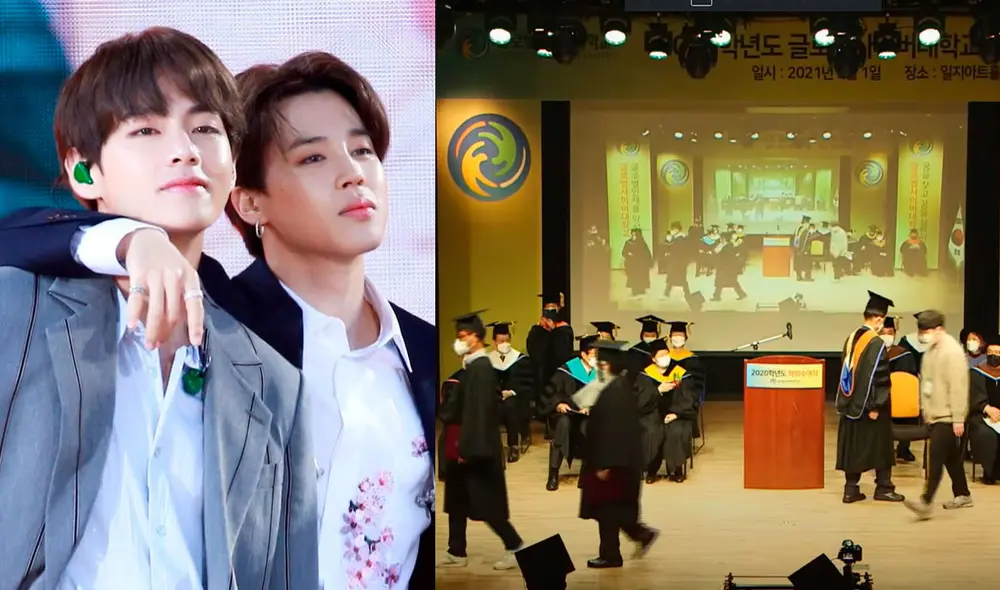 Jimin y Taehyung de BTS también se graduaron juntos de la escuela secundaria. Foto: composición LR / Global Cyber University