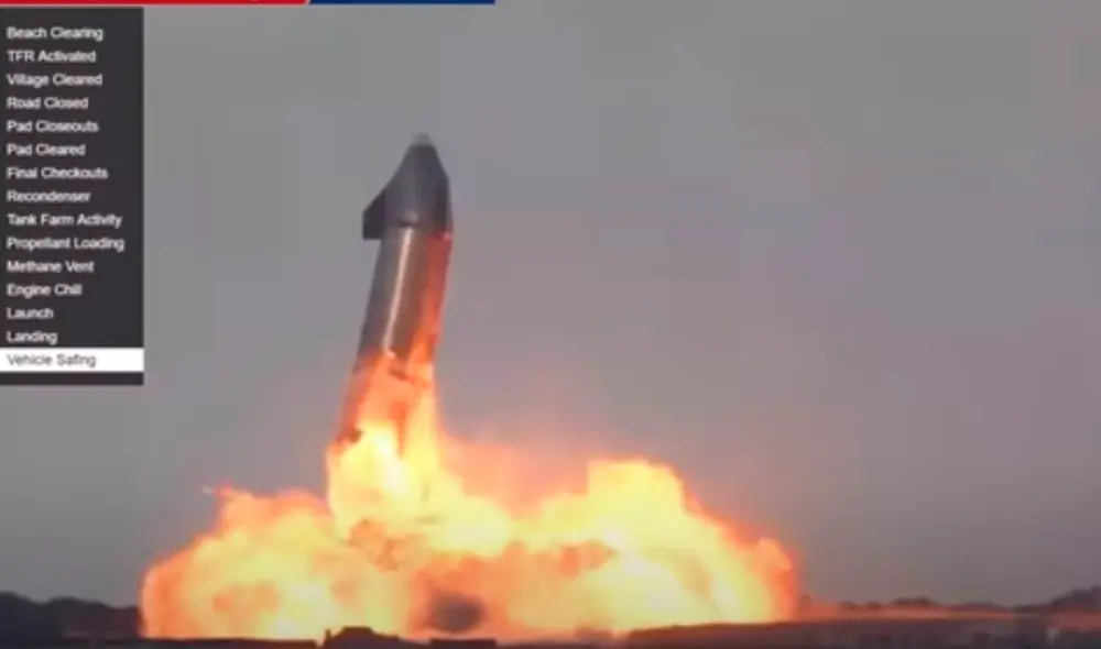 Esta es la tercera vez que un prototipo Starship de SpaceX intenta completar un aterrizaje en pruebas. Foto: captura video YouTube Esta es la tercera vez que un prototipo Starship de SpaceX intenta completar un aterrizaje en pruebas. Foto: captura video YouTube