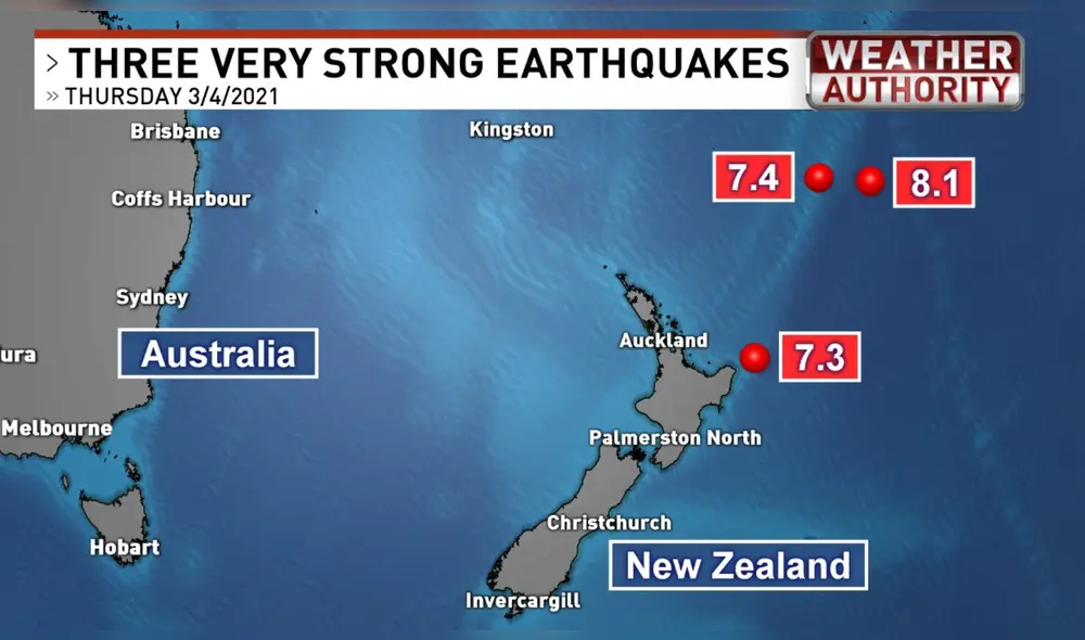 Nueva Zelanda, con una población 4,6 millones de habitantes, se asienta en la falla entre las placas tectónicas del Pacífico y Oceanía. Foto: captura Earthsky Nueva Zelanda, con una población 4,6 millones de habitantes, se asienta en la falla entre las placas tectónicas del Pacífico y Oceanía. Foto: captura Earthsky