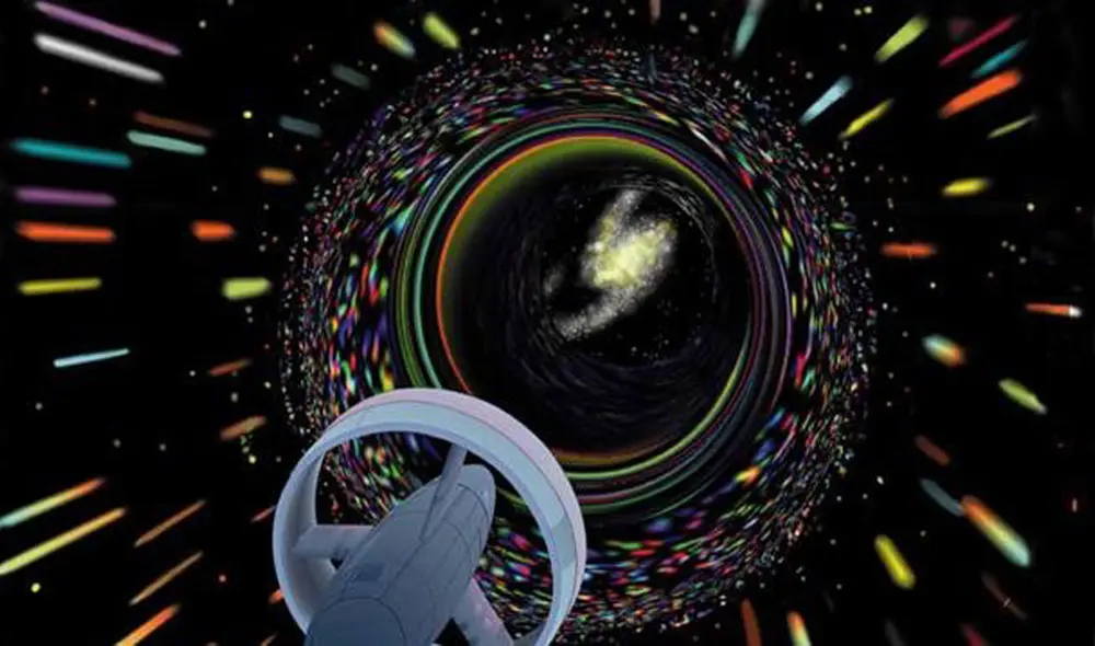 Nave teórica impulsada por un agujero de gusano. Dominar el espacio-tiempo supondría acercarse a la velocidad de la luz. Foto: NASA CD-98-76634 por Les Bossinas