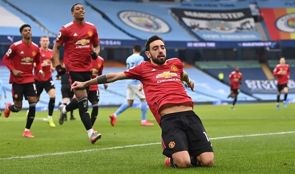 Bruno Fernandes inicio el camino del triunfo en el Etihad Stadium. Foto: EFE Bruno Fernandes inicio el camino del triunfo en el Etihad Stadium. Foto: EFE