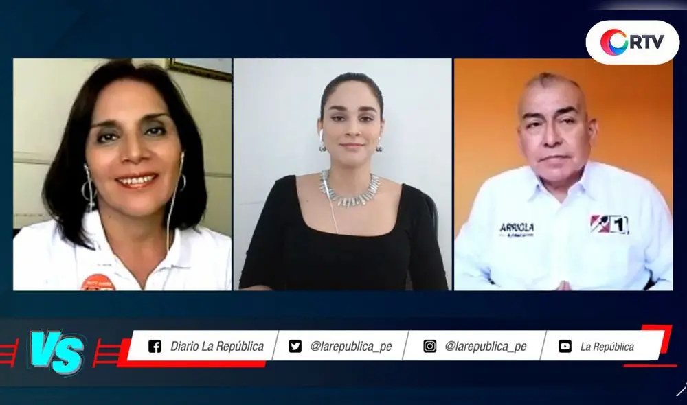 Debate entre José Arriola de Acción Popular y Patricia Juárez del partido Fuerza Popular en #VersusElectoral. Foto: captura/RTV Debate entre José Arriola de Acción Popular y Patricia Juárez del partido Fuerza Popular en #VersusElectoral. Foto: captura/RTV
