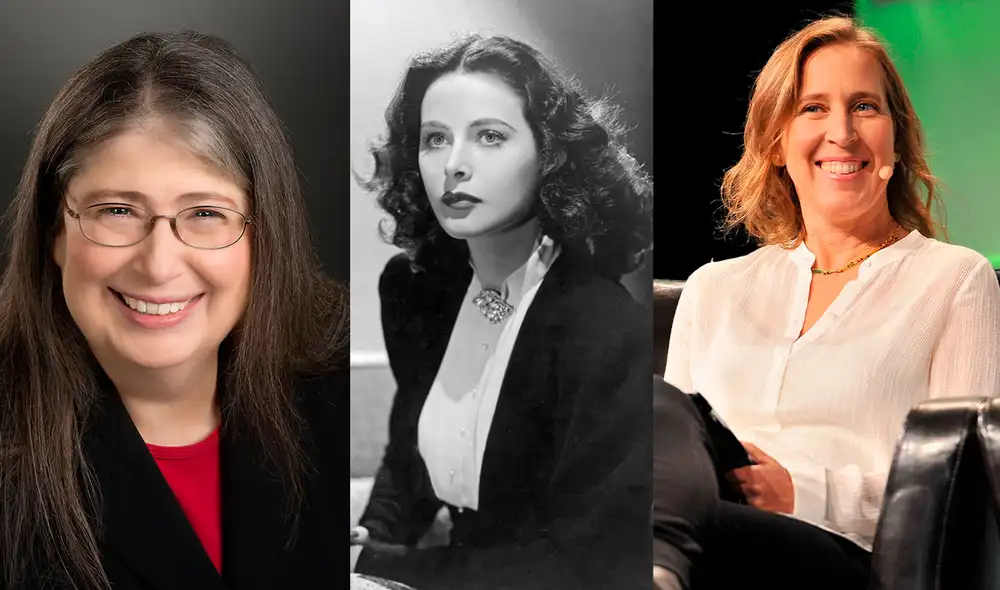 Radia Joy Perlman (madre del Internet),  Hedwig Eva Maria Kiesler (coinventora del Wi-Fi) y Susan Wojcicki (impulsora del uso de Google y actual CEO de YouTube). Foto composición: La República