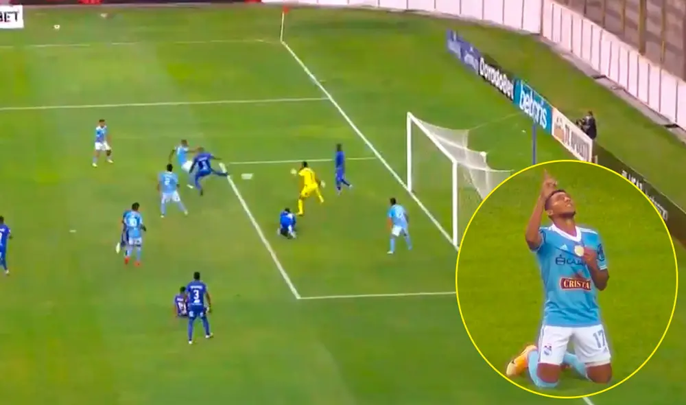 Christofer Gonzales remató libre en el área para poner el 1-0 de Sporting Cristal sobre Binacional. Foto: captura de Gol Perú