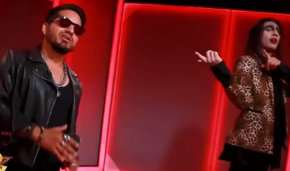 Gaona y 'Marilyn Manson' antes de su presentación. Foto: captura Latina