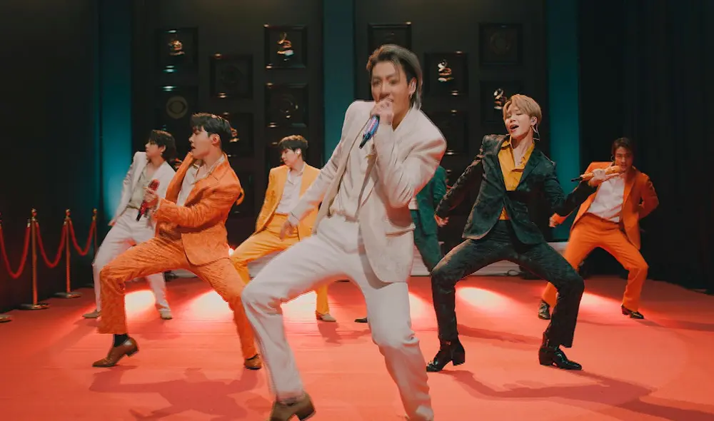Así fue la presentación de BTS con "Dynamite" en los Grammy 2021. Foto: TNT