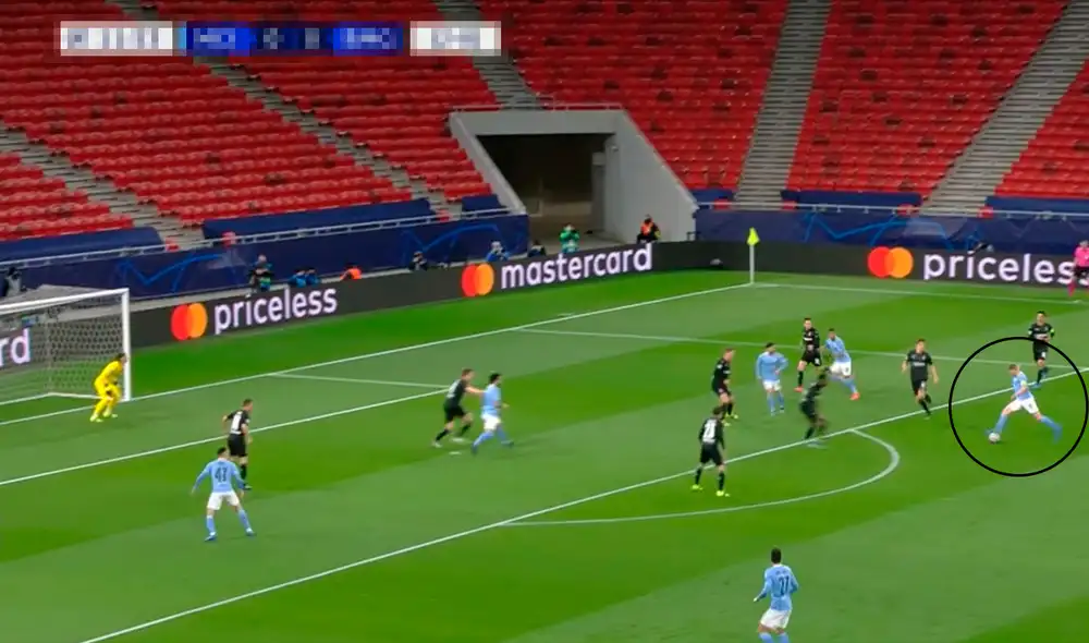 Kevin De Bruyne marcó su primer gol de la Champions League 2020/21. Foto: captura de ESPN