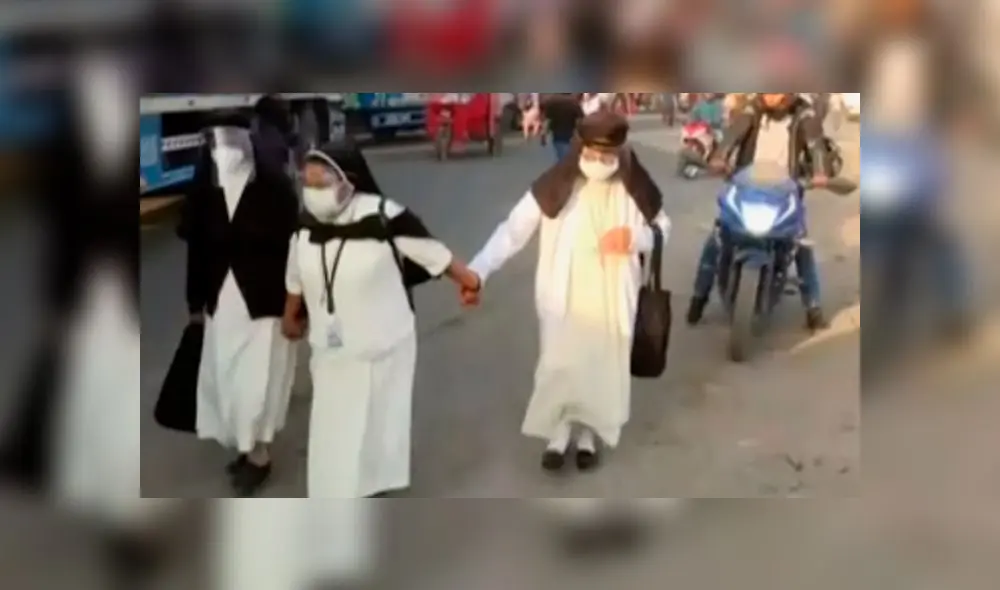 Las hermanas religiosas debieron volver, ya que no encontraron pase debido al bloqueo de carretera. Foto: captura de América TV