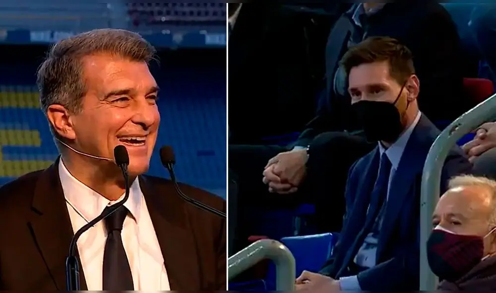 Lionel Messi asistió a la toma de cargo de Joan Laporta en el Camp Nou. Foto: captura Barca TV Lionel Messi asistió a la toma de cargo de Joan Laporta en el Camp Nou. Foto: captura Barca TV