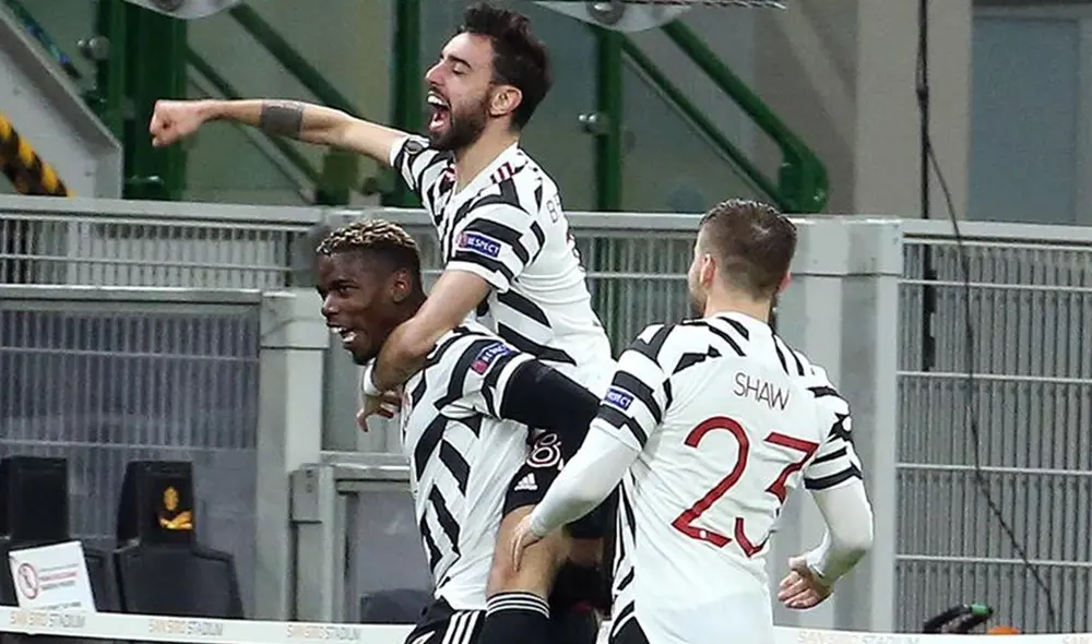 Paul Pogba festeja su gol contra AC Milan. Foto: EFE