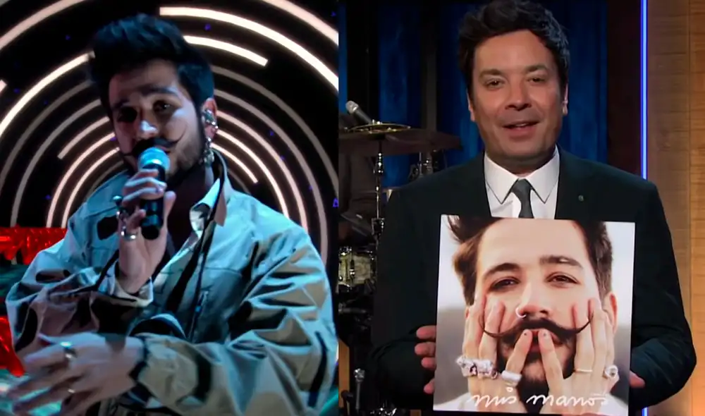 Camilo emocionado por su actuación en el programa que conduce el famoso presentador televisivo Jimmy Fallon. Fotos: captura The tonight show