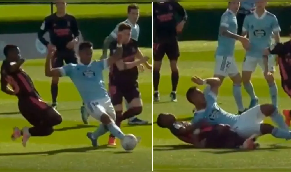 El volante nacional quedó sentido tras la entrada del brasileño. Foto: captura/ESPN El volante nacional quedó sentido tras la entrada del brasileño. Foto: captura/ESPN