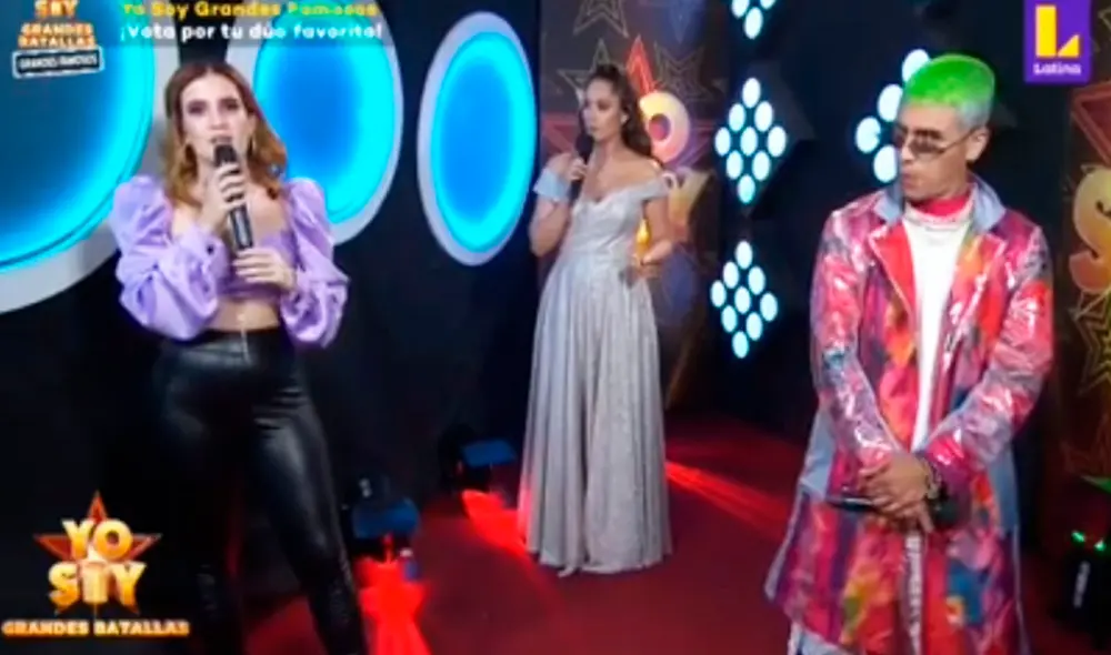 La cantante peruana y el imitador de Bad Bunny interpretaron el tema "Tusa". Foto: captura Latina