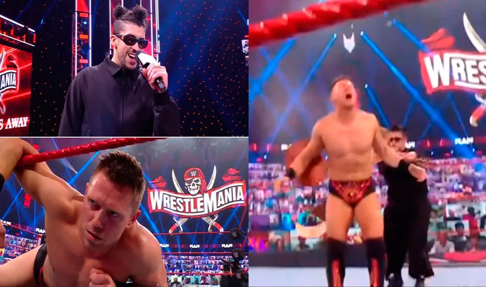 Bad Bunny se vengó de The Miz en Raw al atacarlo por la espalda. Foto: WWE