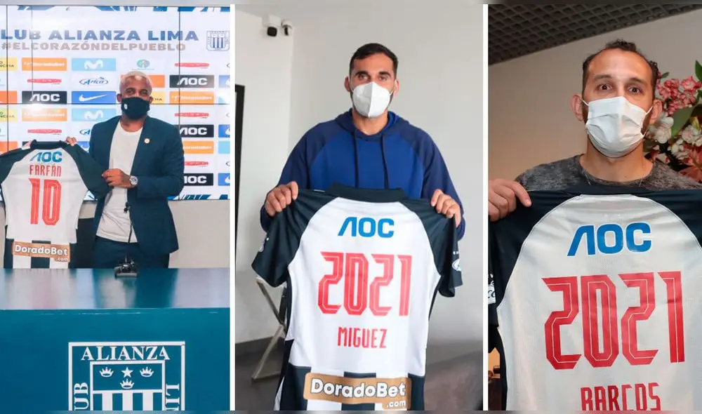 Farfán, Míguez y Barcos disputarán primera división con los blanquiazules. Foto: Alianza Lima Farfán, Míguez y Barcos disputarán primera división con los blanquiazules. Foto: Alianza Lima