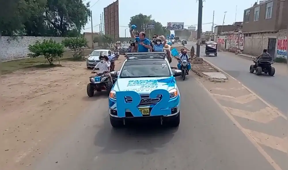 Caravana de López Aliaga en Chiclayo comenzó con varias horas de retraso.
