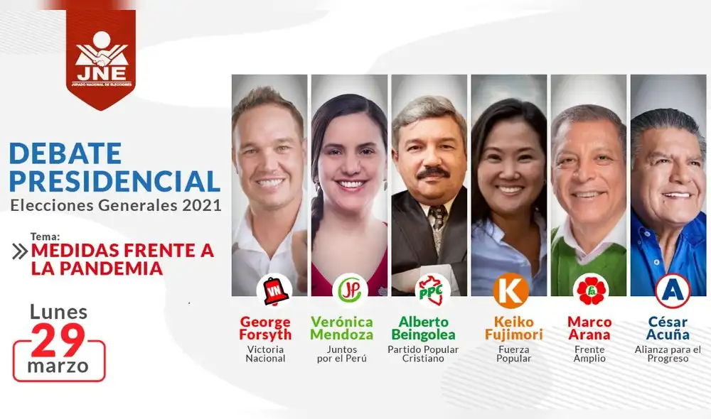 Los candidatos que participarán en la primera fecha del debate presidencial 2021. Foto: JNE Los candidatos que participarán en la primera fecha del debate presidencial 2021. Foto: JNE