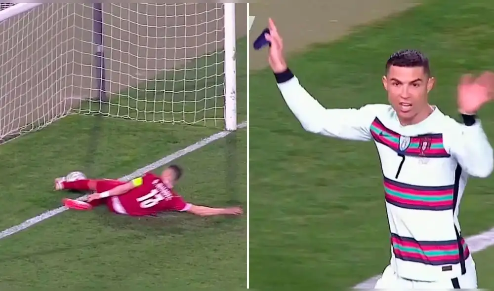 Cristiano Ronaldo se retiró la banda de capitán tras gol anulado. Foto: captura/ESPN Cristiano Ronaldo se retiró la banda de capitán tras gol anulado. Foto: captura/ESPN