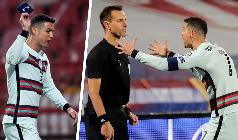 Cristiano Ronaldo recibió tarjeta amarilla por su reclamo. Foto: EFE