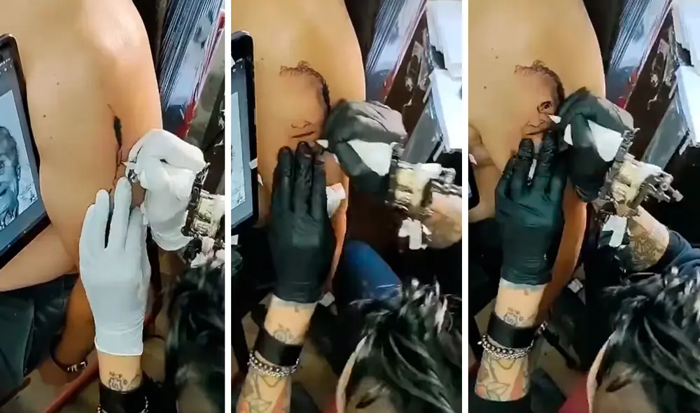 Un hombre acudió a un estudio para hacerse un tatuaje en el brazo con un diseño especial inspirado en su abuela para rememorarla. Foto: captura de Facebook Un hombre acudió a un estudio para hacerse un tatuaje en el brazo con un diseño especial inspirado en su abuela para rememorarla. Foto: captura de Facebook