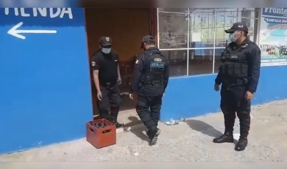 Serenazgo procedió a la incautación de bienes como cajas de cerveza mesas y sillas. Foto: Municipalidad de San Román